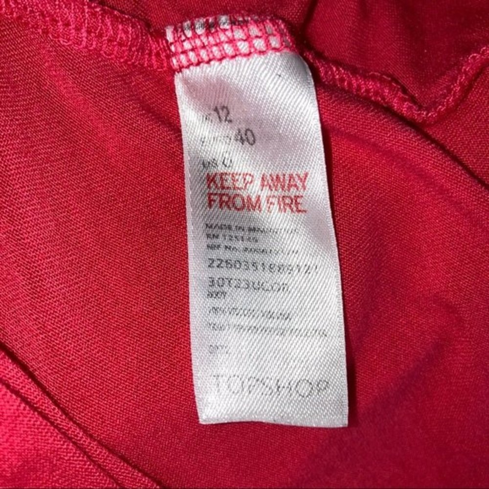 Topshop Bright Red Sleeveless Mini Dress with Black Appliqué - Picture 5 of 5